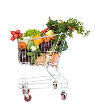 Shopping cart with vegetables